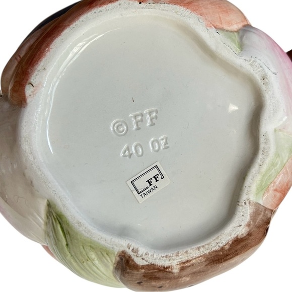 Vtg 1980's FITZ & FLOYD Vegetable Garden Ceramic Teapot w/ Lid 40 oz Multicolor - Picture 8 of 10